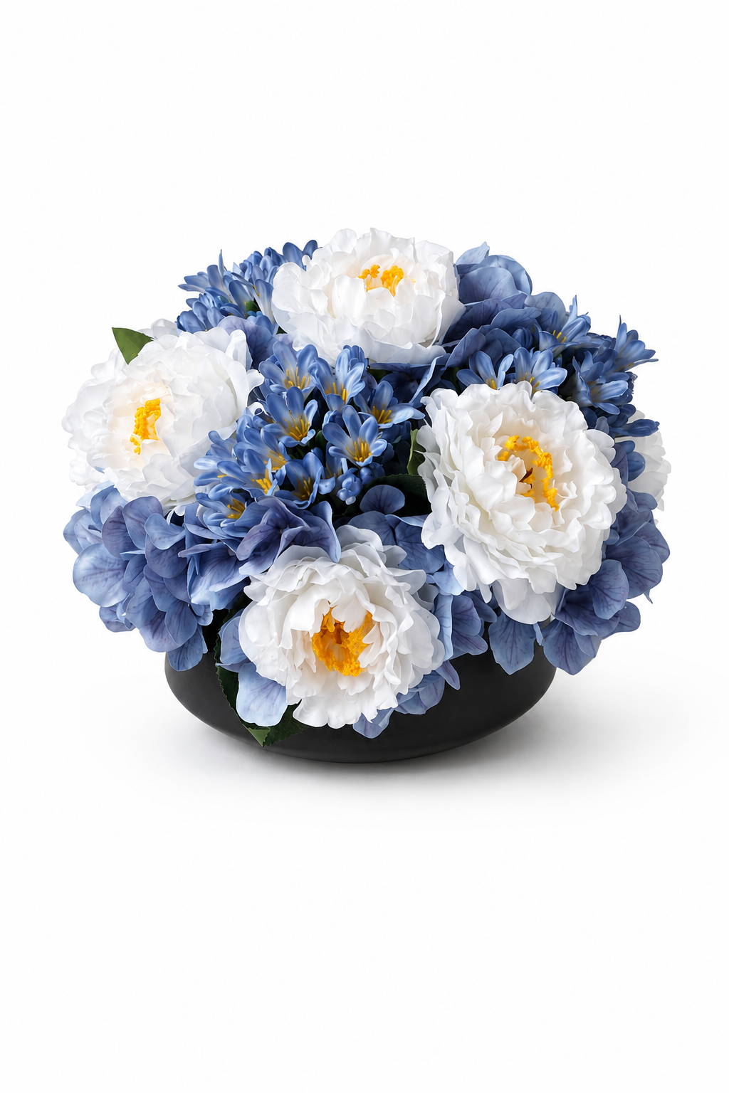 Blue and white artificial floral arrangement